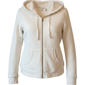 J.Crew Sherpa Fleece Hoodie Women Medium White Full Zip Hooded Jacket